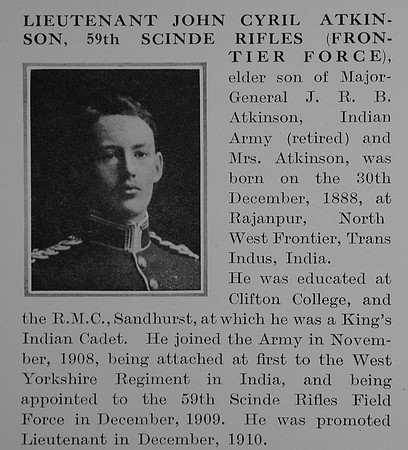 Atkinson J C Lt Indian Army Obit Part 1 The Bond Of Sacrifice Vol 1