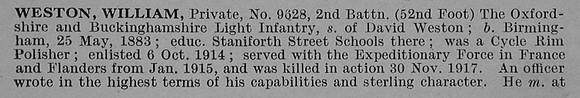 Weston W Pte 9628 2nd Oxfordshire & Buckinghamshire Light Infantry Obit Part 1 De Ruvignys Roll Of Honour Vol 4