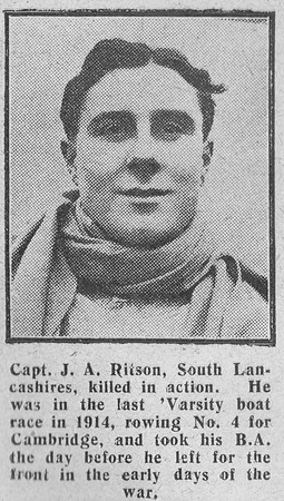 Ritson J A Captain 7t South Lancs Regiment The Graphic 2nd Aug 1916