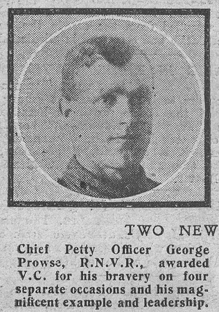 Prowse G Chief PO VC DCM Drake Btn RND RNVR The Graphic 1st Nov 1918