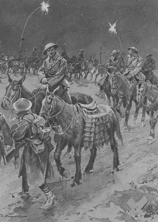 Pack Mules Bringing Up Shells By Night