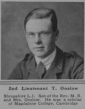 Onslow T 2nd Lt 5th King's Shropshire Light Infantry The Sphere 10th Feb 1917