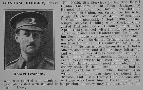 Graham R Pte 8th Royal Dublin Fusiliers Obit De Ruvignys Roll Of Honour Vol 3