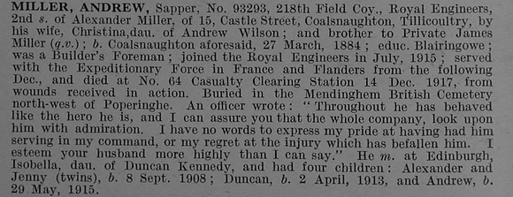 Miller A Sapper 93293 Royal Engineers Obit De Ruvignys Roll Of Honour Vol 4