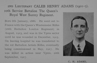 Adams C H 2nd Lt 10th Queens Royal West Surrey Regiment Obit Dulwich College Roll Of Honour