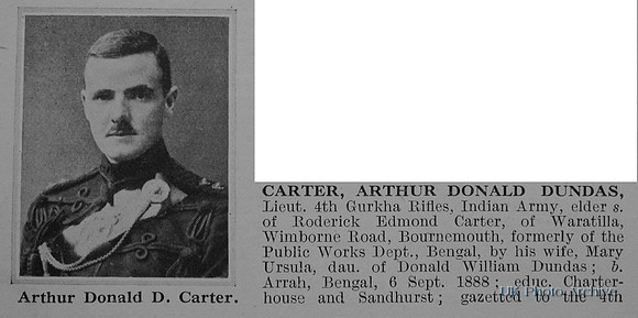 Carter A D D Lt Indian Army Obituary Part 1 De Ruvignys Roll Of Honour Vol 1