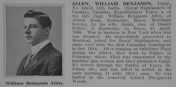 Allen W B Cpl 24452 13th CEF Obit