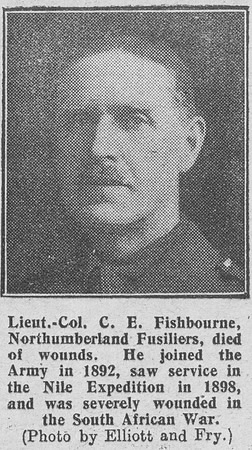 Fishbourne C E Lt Col 8th Northumberland Fusiliers The Graphic 12th Oct 1916