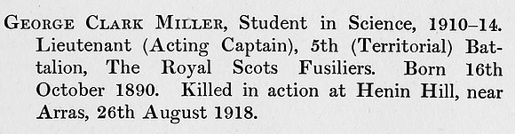 Miller G C Captain 5th Royal Scots Fusiliers Obit