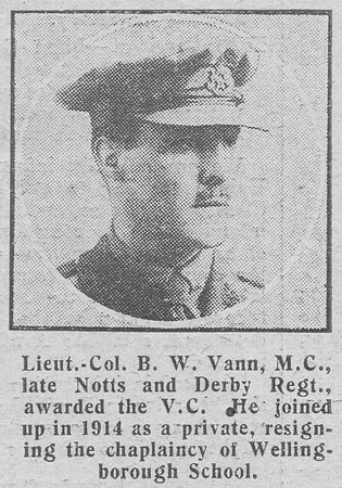 Vann B W Lt Col VC MC Notts Derby Regiment The Graphic 17th Dec 1918