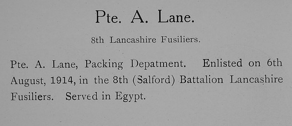 Lane A Pte 8th Lancashire Fusiliers Record William Graham Company