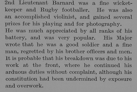 Barnard D H L 2nd Lt Royal Field Artillery Obit Part 3 The Bond Of Sacrifice Vol 2
