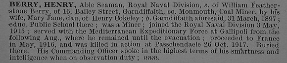 Berry H AB Z/891 Anson Bn RN Div Royal Naval Volunteer Reserve