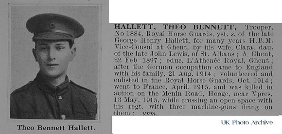 Hallett T B Tpr Royal Horse Guards Obit De Ruvignys Roll Of Honour Vol 1