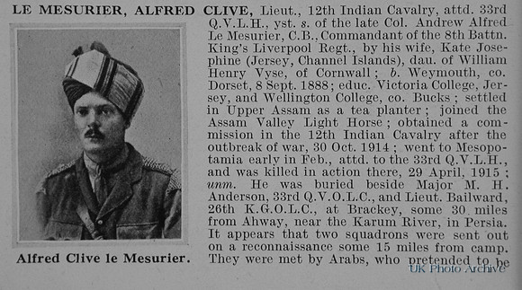 Le Mesurier A C Lt Indian Army Obit Part 1 De Ruvignys Roll Of Honour Vol 1