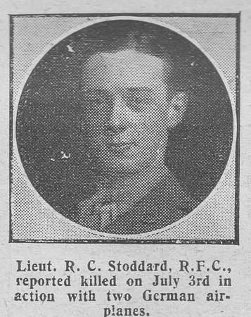 Stoddard R C Lt Royal Flying Corps The Graphic 18th July 1916