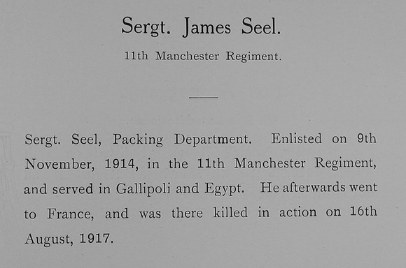 Seel J Sergt 11th Manchester Regiment Obit William Graham Co Roll Of Honour