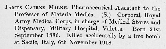 Milne J C Cpl Royal Army Medical Corps Obit St Andrews University Roll Of Honour