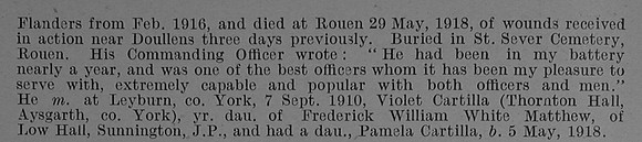 May G N Captain Royal Garrison Artillery Obit Part 2 De Ruvignys Roll Of Honour Vol 4