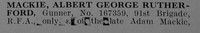 Mackie A G R Gnr Royal Field Artillery Obit Part 1 De Ruvignys Roll Of Honour Vol 3