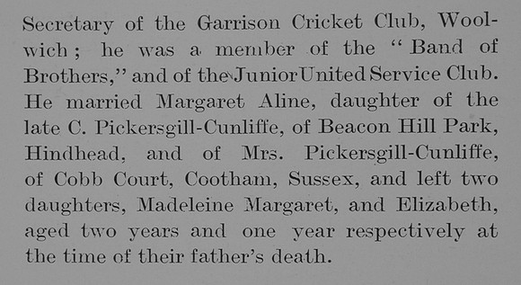 Blathwayt G W Captain Royal Field Artillery Obit Part 3 The Bond Of Sacrifice Vol 1