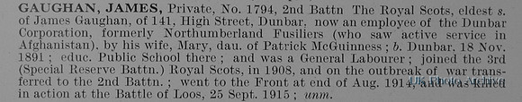 Gaughan J Pte 1794 2nd Royal Scots Obit
