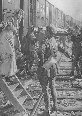Lifting Wounded Soldiers Onto The Hospital Train