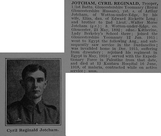 Jotcham C R Tpr Gloucestershire Yeomanry Obit De Ruvignys Roll Of Honour Vol 5