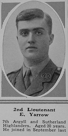 Yarrow E 2nd Lt 7th Argyll Sutherland Highlanders The Sphere 26th Jun 1915