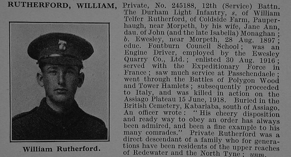 Rutherford W Pte 245188 12th Durham Light Infantry Obit De Ruvignys Roll Of Honour Vol 4