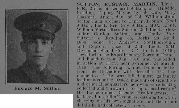 Sutton E M Lt Royal Engineers Obit De Ruvignys Roll Of Honour Vol 3