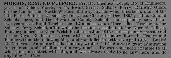 Morris E P Pte 159332 Royal Engineers Obit De Ruvignys Roll Of Honour Vol 4