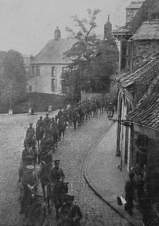 The Queens Oxfordshire Hussars Passing Through A Village 1914