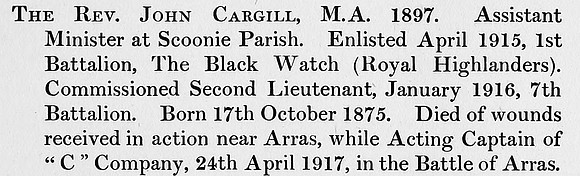 Cargill J Captain 1st Black Watch Obit