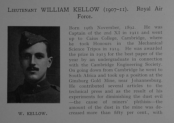 Kellow W Lt Royal Air Force Obit Part 1 Dulwich College Roll Of Honour