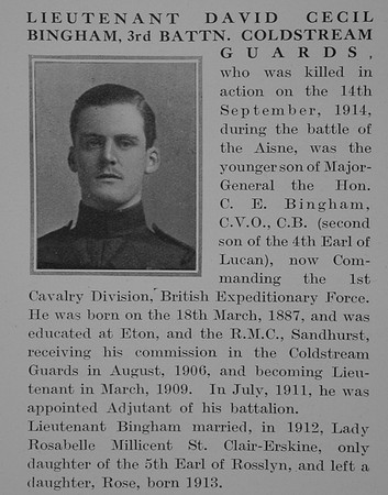 Bingham D C Lt 3rd Coldstream Guards Obit The Bond Of Sacrifice Vol 1