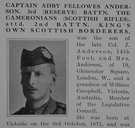 Anderson A F Captain 3rd Cameronians Obit Part 1 The Bond Of Sacrifice Vol 2