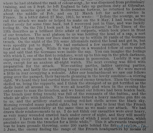 Brockbank S H Pte 2559 7th Middlesex Regiment Obituary Part 2 De Ruvignys Roll Of Honour Vol 1