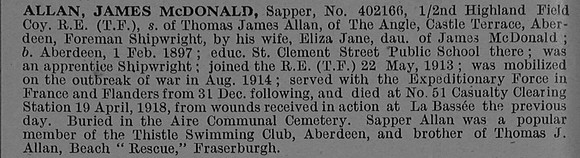 Allan J M Sapper 402166 Royal Engineers Obit De Ruvignys Roll Of Honour Vol 4