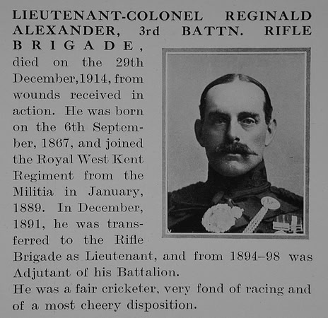 Alexander R Lt Col 3rd Rifle Brigade Obit Part 1 Bond Of Sacrifice Vol 1