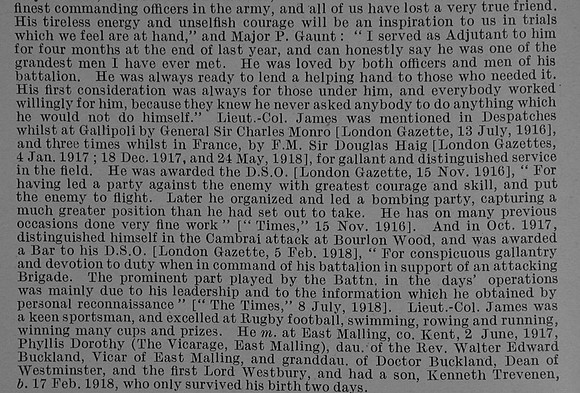 James C K Lt Col DSO 7th West Yorkshire Regiment Obit Part 4 De Ruvignys Roll Of Honour Vol 4