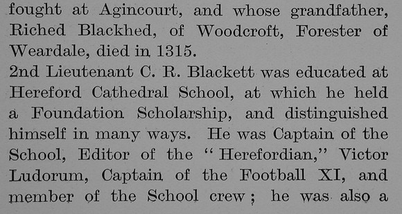 Blackett C R 2nd Lt 2nd Shropshire Light Infantry Obit Part 2 The Bond Of Sacrifice Vol 2