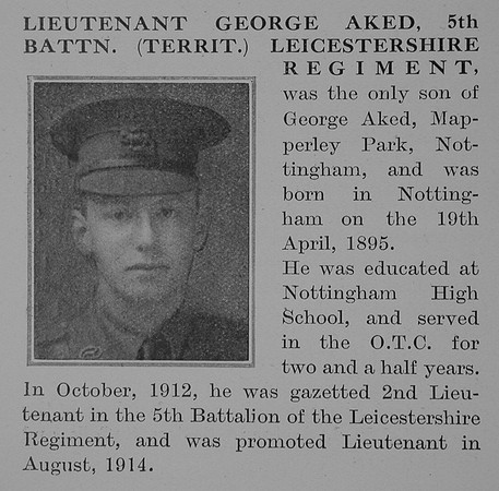 Aked G Lt 5th Leicestershire Regiment Obit Part 1 The Bond Of Sacrifice Vol 2