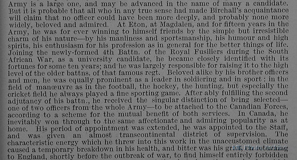 Birchall A P D Lt Col 4th Canadian Infantry Obituary Part 4 De Ruvignys Roll Of Honour Vol 1