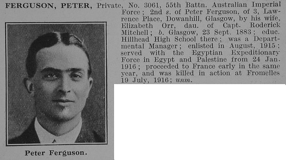 Ferguson P Pte 55th Australian Imperial Force Obit De Ruvignys Roll Of Honour Vol 3
