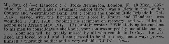 Ridout A O LCpl 301931 5th London Regiment (London Rifle Brigade) Obit Part 2 De Ruvignys Roll Of Honour Vol 4