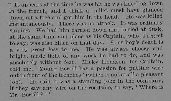 Berrill B F G Lt 4th Royal Fusiliers Obit Part 4 The Bond Of Sacrifice Vol 2