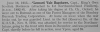 Bagshawe L V Captain 3rd Kings Own Scottish Borderers Obit Shrewsbury School Roll Of Service