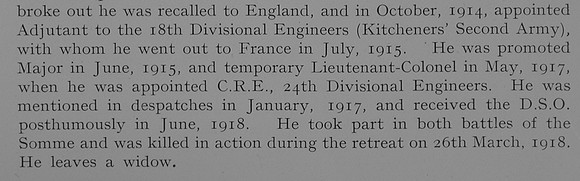 Walker A D Lt Col DSO Royal Engineers Obit Part 2 Dulwich College Roll Of Honour