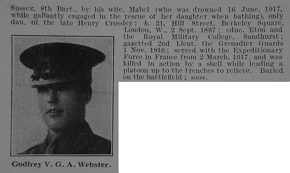 Webster G V G Lt 3rd Grenadier Guards Obit Part 2 De Ruvignys Roll Of Honour Vol 3